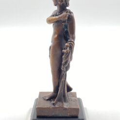 Bronzinė Merkurijaus statula ant medinio postamento 6,5×6,5×16 cm