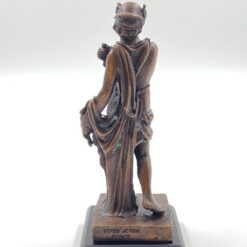 Bronzinė Merkurijaus statula ant medinio postamento 6,5×6,5×16 cm