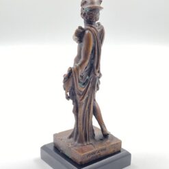 Bronzinė Merkurijaus statula ant medinio postamento 6,5×6,5×16 cm