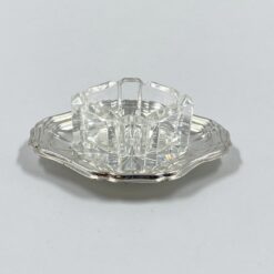 Stiklinis indelis su sidabruoto metalo padėkliuku 7,5×7,5×3 cm