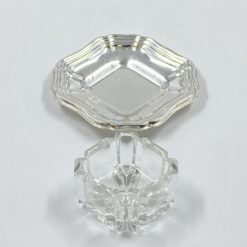 Stiklinis indelis su sidabruoto metalo padėkliuku 7,5×7,5×3 cm