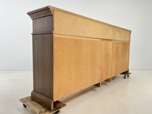 Ąžuolinė ilga keturių durų ir devynių stalčių komoda 60x271x116 cm