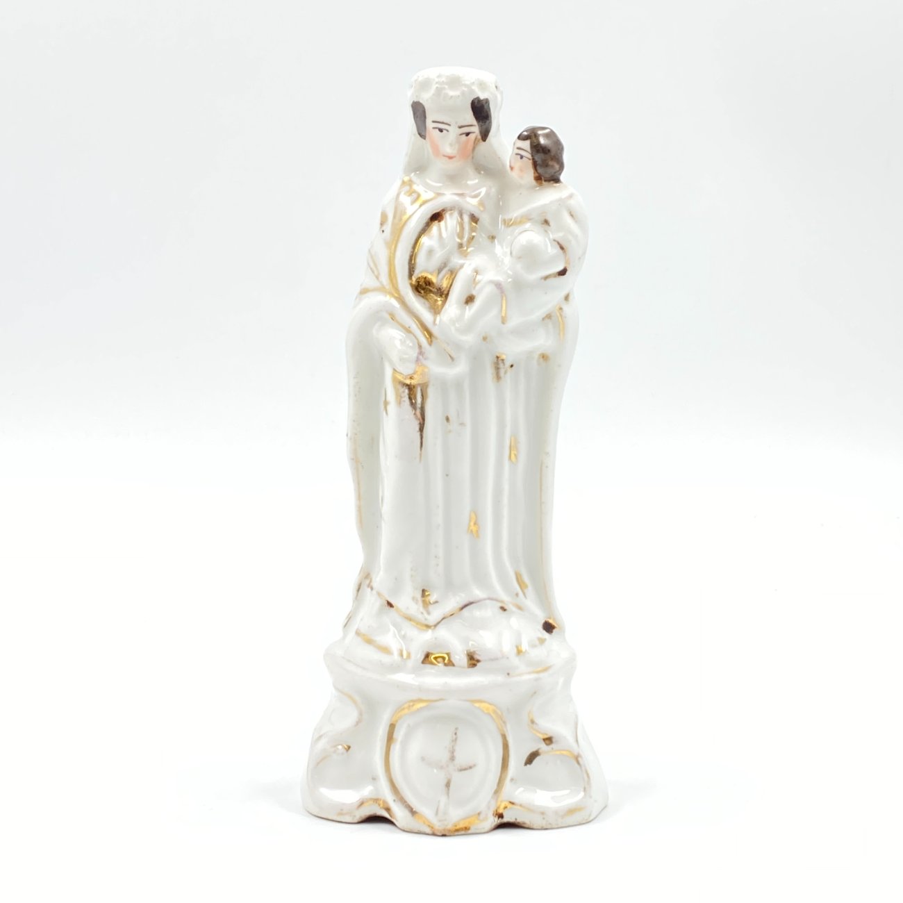 DK0100-religines-skulpturos-ir-paveikslai-0 Porcelianinė Švč. Mergelės Marijos su Kūdikėliu Jėzumi statula 7x9x20 cm