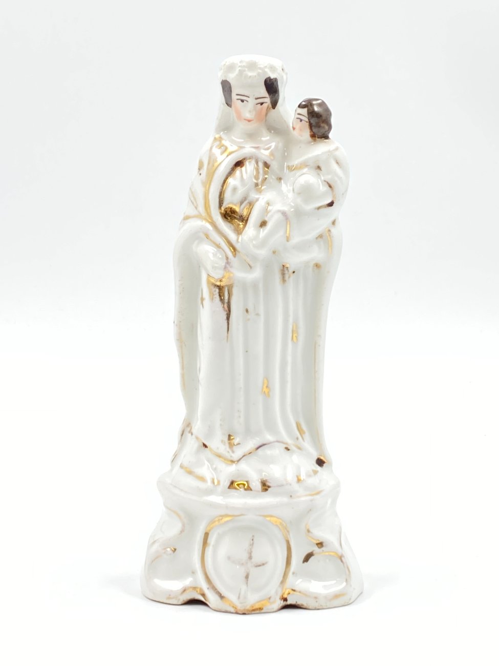 DK0100-religines-skulpturos-ir-paveikslai-1 Porcelianinė Švč. Mergelės Marijos su Kūdikėliu Jėzumi statula 7x9x20 cm