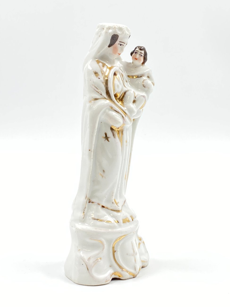 DK0100-religines-skulpturos-ir-paveikslai-3 Porcelianinė Švč. Mergelės Marijos su Kūdikėliu Jėzumi statula 7x9x20 cm