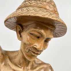 Rytietiška medinė žvejo statula 24x26x126 cm