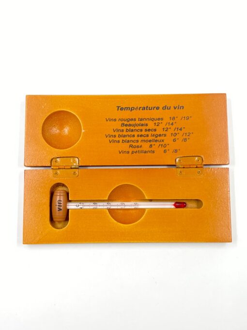 Vyno termometras medinėje dėžutėje 7,5×19,5×2,5 cm