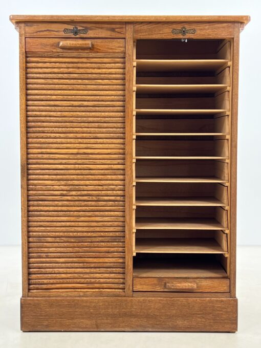 Art Deco stiliaus ąžuolinė archyvavimo komoda 40×90,5×122 cm