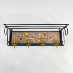 Vintažinė metalinė sieninė kabykla su keramikinėmis plytelėmis 24x70x26 cm