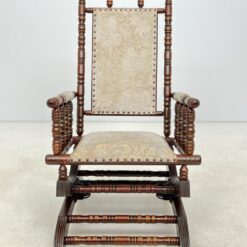 Ąžuolinis supamas krėslas su gobelenu 82x58x106 cm, 40 cm