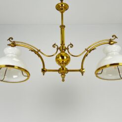 Žalvarinis pakabinamas dviejų šakų sietynas su stiklo gaubtais 26x110x79 cm