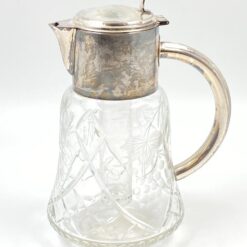 Krištolinis ąsotis su sidabruoto metalo rankena ir dangčiu, stikline šaldymo talpa 17x23x30 cm
