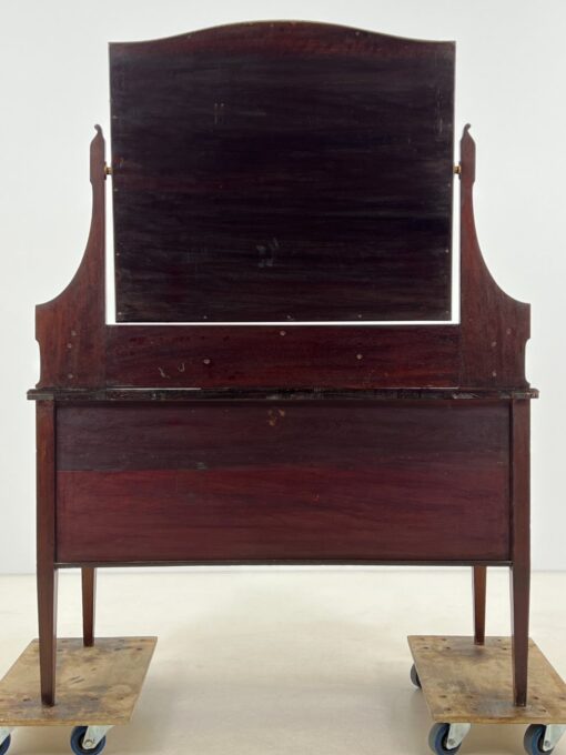 Raudonmedžio komoda su veidrodžiu ir rakinamais stalčiais 53x114x153 cm