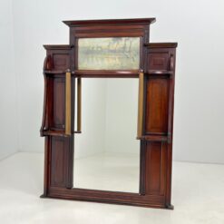 Senovinis raudonmedžio rėmo veidrodis su paveikslu 16x88,5x117,5 cm