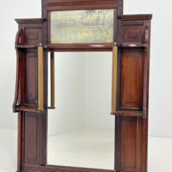 Senovinis raudonmedžio rėmo veidrodis su paveikslu 16×88,5×117,5 cm