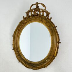 Ovalios formos veidrodis auksinės spalvos rėme su karūna 6x69x88 cm