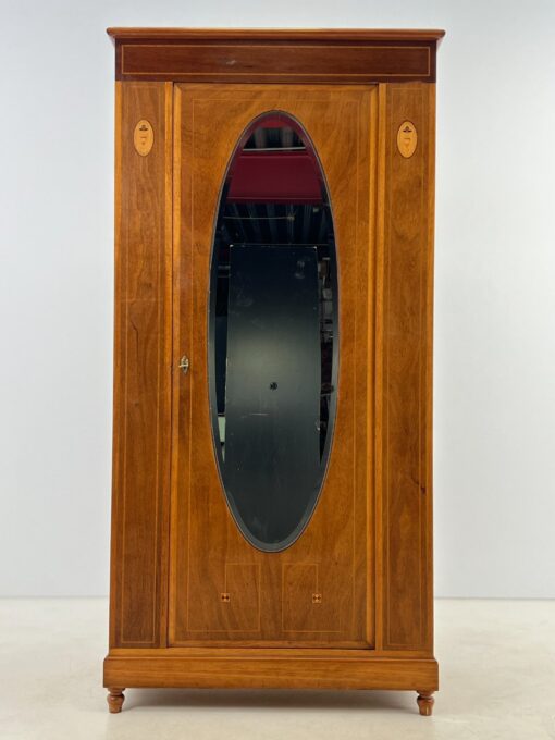 Bydermejerio stiliaus vienų durų spinta su veidrodžiu 59x105x211 cm