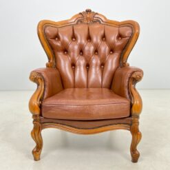 Chesterfield stiliaus riešutmedžio fotelis su oda 86x79x101,5 cm, 43 cm