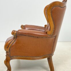 Chesterfield stiliaus riešutmedžio fotelis su oda 86x79x101,5 cm, 43 cm