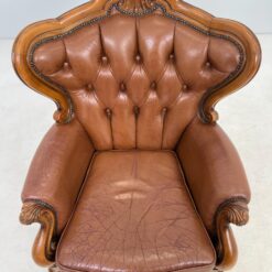 Chesterfield stiliaus riešutmedžio fotelis su oda 86x79x101,5 cm, 43 cm