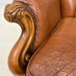 Chesterfield stiliaus riešutmedžio fotelis su oda 86x79x101,5 cm, 43 cm