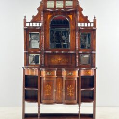 Senovinė inkrustuota raudonmedžio indauja su veidrodžiais 38x122x234 cm