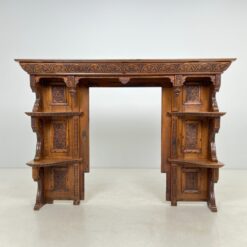 Senovinė drožinėta ąžuolinė židinio apdaila 33x183x135 cm