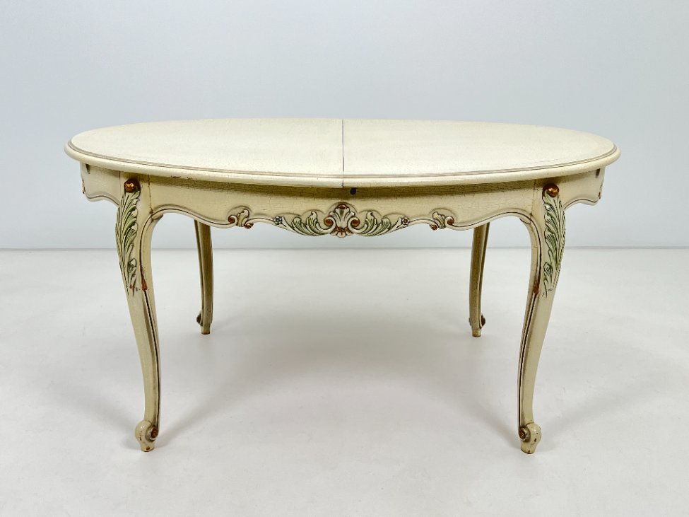 DL0004-stalai-2 Provanso stiliaus, medinis išskleidžiamas stalas 115×150(+50)x76,5 cm