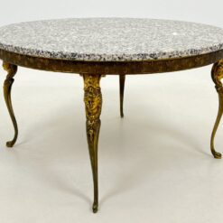 Žalvarinis staliukas su granito stalviršiumi 85,5×85,5×49 cm