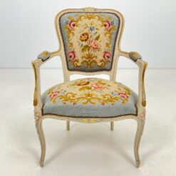 Provanso stiliaus krėslas su nertu gobelenu 50x60x89 cm, 44 cm