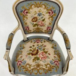 Provanso stiliaus krėslas su nertu gobelenu 50x60x89 cm, 44 cm