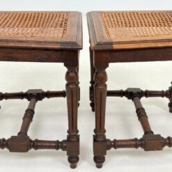 Senovinių drožinėtų ąžuolinių 6 vnt. kėdžių su ratanu komplektas 45x46x107 cm, 48 cm
