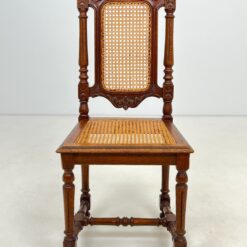 Senovinių drožinėtų ąžuolinių 6 vnt. kėdžių su ratanu komplektas 45x46x107 cm, 48 cm