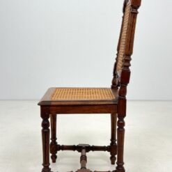 Senovinių drožinėtų ąžuolinių 6 vnt. kėdžių su ratanu komplektas 45x46x107 cm, 48 cm