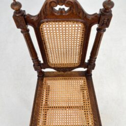 Senovinių drožinėtų ąžuolinių 6 vnt. kėdžių su ratanu komplektas 45x46x107 cm, 48 cm