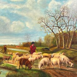 Aliejiniais dažais ant drobės tapytas paveikslas “Avys” 9x92x72 cm