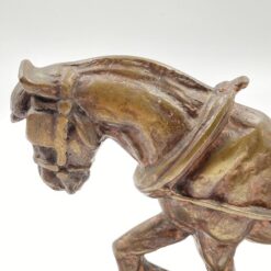 Žalvarinė statula “Arklys” ant marmurinio postamento 10x30x21 cm