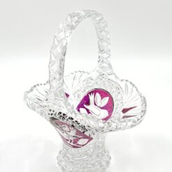 Krištolinis krepšelis su paukščiu 16×21,5×26 cm