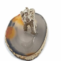 Metalinė dramblio statula ant stiklinio padėklo 4×7,5×3 cm