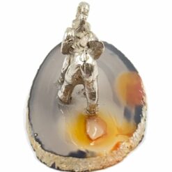 Metalinė dramblio statula ant stiklinio padėklo 4×7,5×3 cm