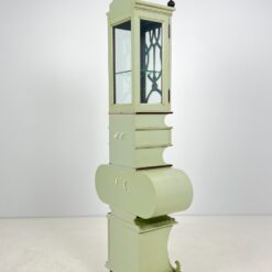 Art nouveau medinė indauja su stalčiais, raitytomis detalėmis 33x71x203 cm