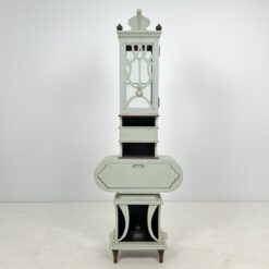 Art nouveau medinė indauja su stalčiais, raitytomis detalėmis 33x71x203 cm