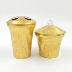 Sendinto žalvario indo dantų šepetėliams 8,5×8,5×12 cm ir dėžutės 9,5×9,5×11 cm 2 vnt. komplektas