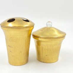 Sendinto žalvario indo dantų šepetėliams 8,5×8,5×12 cm ir dėžutės 9,5×9,5×11 cm 2 vnt. komplektas