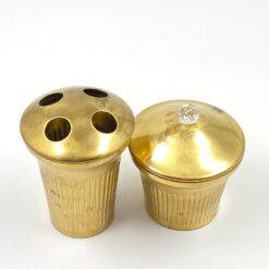 Sendinto žalvario indo dantų šepetėliams 8,5×8,5×12 cm ir dėžutės 9,5×9,5×11 cm 2 vnt. komplektas