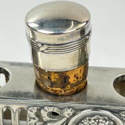 Sidabruoto metalo stovo ir 6 vnt. kamščių komplektas 5x24x16,5 cm