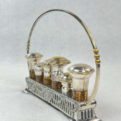 Sidabruoto metalo stovo ir 6 vnt. kamščių komplektas 5x24x16,5 cm