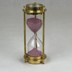 Žalvarinis 5 min smėlio laikrodis su kompasu 7x7x17 cm