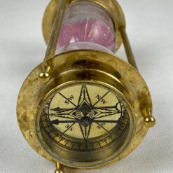 Žalvarinis 5 min smėlio laikrodis su kompasu 7x7x17 cm