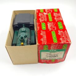 Vintažinis Lehmann LGB 2 dalių rinkinys: lokomotyvas 99 5001 su dėžute 12,5x24x15 cm ir 300 mm 10000×12 vnt. tiesūs bėgiai su dėžute 10,5x36x13,5 cm